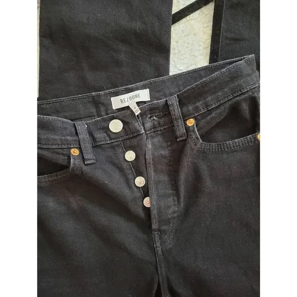 Re/Done Originals 80s Slim Straight in Jet Black 25 - Picture 9 of 11